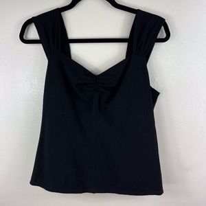 VINCE Women's Black Ruched Sweetheart Neck Camisole Size 8 Sleeveless Top NEW